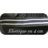 Elastique Argent lurex et marine sur fond noir plat En 4 Cm Au Mètre A Coudre