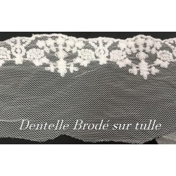 Dentelle Brodé Blanche sur Tulle En 8 cm Couture Pour la Customisations et Mariage
