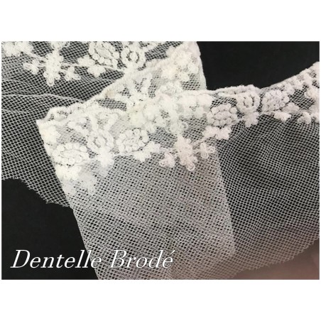 Dentelle Brodé Blanche sur Tulle En 9 cm Couture Pour la Customisations et Mariage