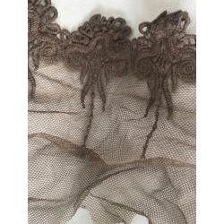 Dentelle Brodé Marron sur Tulle En 16 cm Couture Pour la Customisations