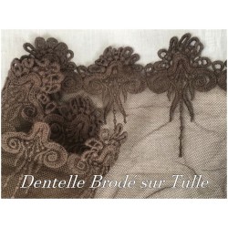 Dentelle Brodé Marron sur Tulle En 16 cm Couture Pour la Customisations