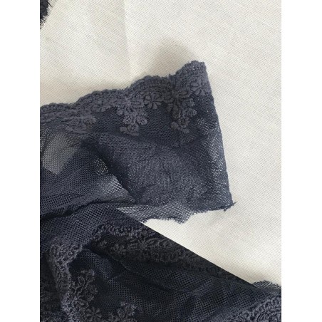 Dentelle Brodé Bleu Marine sur Tulle En 7 cm Couture Pour la Customisations