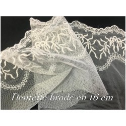 Dentelle Brodé Ivoire sur Tulle En 16 cm Couture Pour la Customisations et Mariage