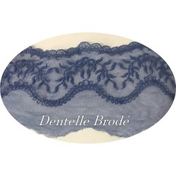 Dentelle Brodé Indigo sur Tulle En 16 cm Couture Pour la Customisations