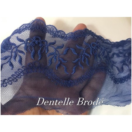 Dentelle Brodé Indigo sur Tulle En 16 cm Couture Pour la Customisations