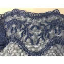 Dentelle Brodé Indigo sur Tulle En 16 cm Couture Pour la Customisations
