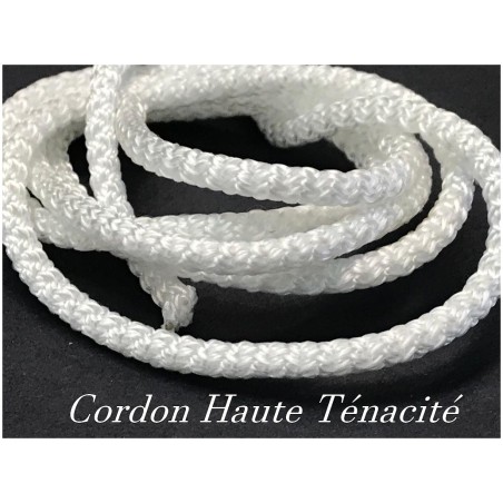 Cordon Tresse Polyester Haute Ténacité au mère couleur blanc