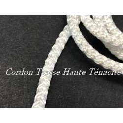 Cordon Tresse Polyester Haute Ténacité au mère couleur blanc