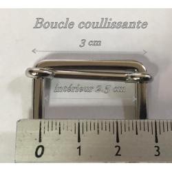 Boucle Coulissante en 3 cm à coudre en Nickel Argent