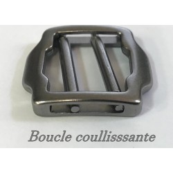 Boucle Coulissante en mètal en 2 cm Multi-Usage couleur gris foncé - canon de fusil