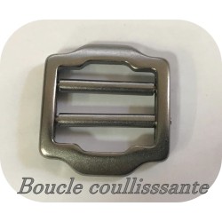 Boucle Coulissante en mètal en 2 cm Multi-Usage couleur gris foncé - canon de fusil