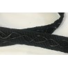 Ruban gros grain noir de 15 mm orné de fil simili cuir : l'accessoire parfait pour vos projets de couture.