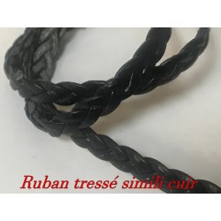 Ruban Tressé En Simili Cuir Noir  A Coudre Pour Loisirs Créatifs Et Décorations.