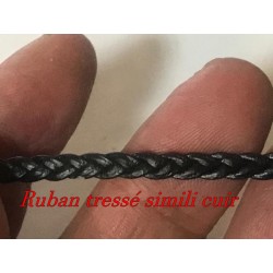 Ruban Tressé En Simili Cuir Noir  A Coudre Pour Loisirs Créatifs Et Décorations.