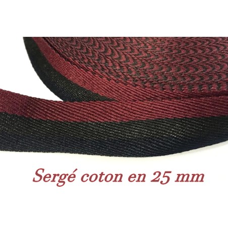 Ruban Sergé Coton bi-couleur En 25 mm A Coudre Pour Loisirs Créatifs Et Décorations.
