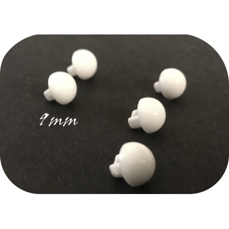 Boutons Demi-Boule Blanc en 9 mm A Coudre Pour Enfants Et Adultes