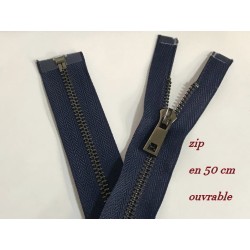 Zip Fermeture A Glissière Métal Maille Noir En 50 Cm Bleu Marine Ouvrable