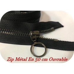 ZIP Fermeture A Glissière Métal Maille Noir En 50 Cm Noir Ouvrable