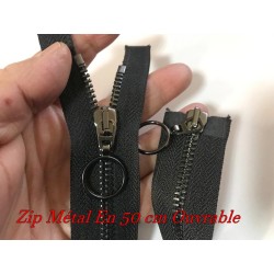 ZIP Fermeture A Glissière Métal Maille Noir En 50 Cm Noir Ouvrable