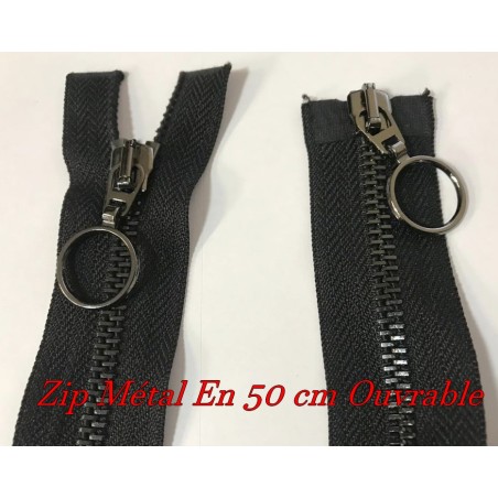 Fermeture A Glissière Métal Maille Noir En 50 Cm Noir Ouvrable