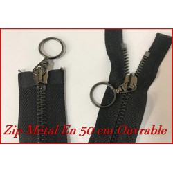 ZIP Fermeture A Glissière Métal Maille Noir En 50 Cm Noir Ouvrable
