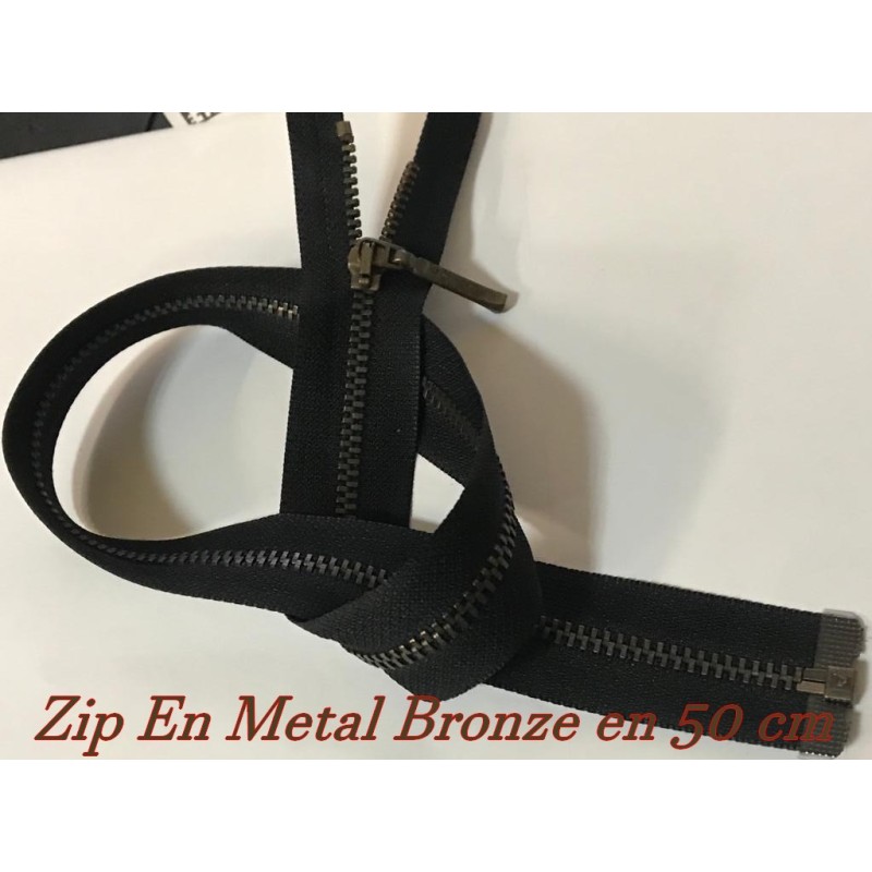 Fermeture A Glissière Métal Maille Fine Bronze En 50 Cm Noir Ouvrable