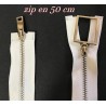 Zip Metal Fermeture A Glissière Métal Maille Fine argenté En 50 Cm Blanche Ouvrable