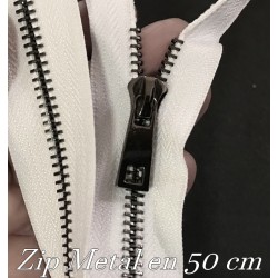 Zip Metal Fermeture A Glissière Métal Maille Bronze En 50 Cm Blanche Ouvrable
