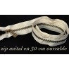 Zip Metal Fermeture A Glissière Métal Maille argenté En 50 Cm Ecru Ouvrable