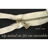 Zip Metal Fermeture A Glissière Métal Maille argenté En 50 Cm Ecru Ouvrable