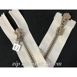 Zip Metal Fermeture A Glissière Métal Maille argenté En 50 Cm Ecru Ouvrable