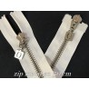 Zip Metal Fermeture A Glissière Métal Maille argenté En 50 Cm Ecru Ouvrable
