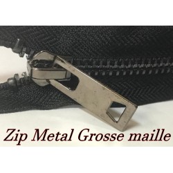 Fermeture à Grosse maille de 8 mm en 40 cm de longueur, avec Ruban Tissu Noir et Curseur en Métal noir : Élégance et Fiabilité