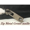 Fermeture à Grosse maille de 8 mm en 40 cm de longueur, avec Ruban Tissu Noir et Curseur en Métal noir : Élégance et Fiabilité