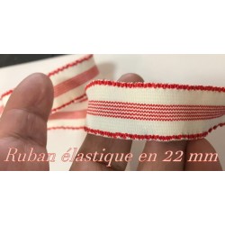 Ruban Elastique En 20 mm rouge sur fond écru Féstonné, pour lingerie : une combinaison de couleurs audacieuse pour votre projet.