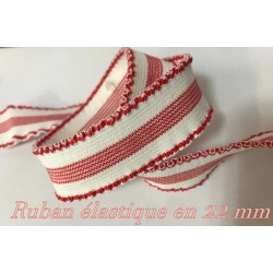 Ruban Elastique En 20 mm rouge sur fond écru Féstonné, pour lingerie : une combinaison de couleurs audacieuse pour votre projet.