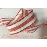 Ruban Elastique En 20 mm rouge sur fond écru Féstonné, pour lingerie : une combinaison de couleurs audacieuse pour votre projet.