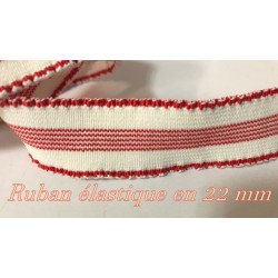Ruban Elastique En 20 mm rouge sur fond écru Féstonné, pour lingerie : une combinaison de couleurs audacieuse pour votre projet.