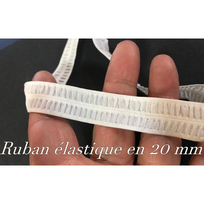 Ruban Lycra En 20 mm Fripée écru, pour lingerie : L'Élégance pour Votre Lingerie.