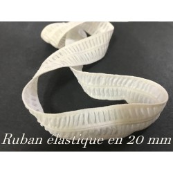 Ruban Lycra En 20 mm Fripée écru, pour lingerie : L'Élégance pour Votre Lingerie.