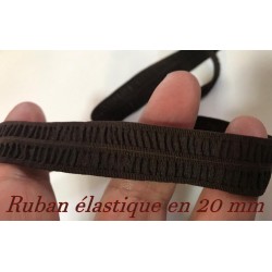 Ruban Elastique En 20 mm Fripée Marron , pour lingerie : L'Élégance pour Votre Lingerie.