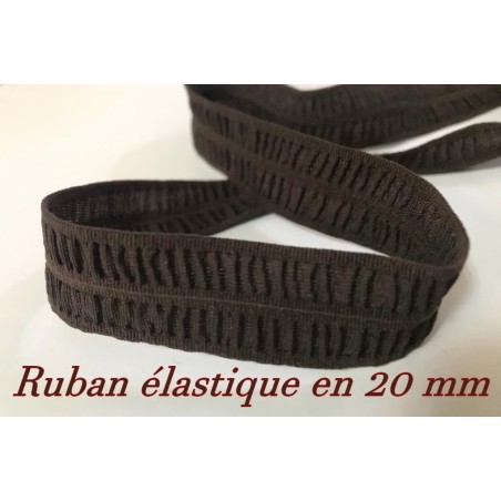 Ruban Elastique En 20 mm Fripée Marron , pour lingerie : L'Élégance pour Votre Lingerie.