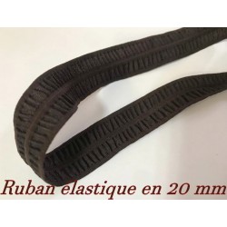 Ruban Elastique En 20 mm Fripée Marron , pour lingerie : L'Élégance pour Votre Lingerie.