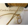 Cordon  Doré Elastique Rond En 3 mm A Coudre Pour Loisirs Créatifs.