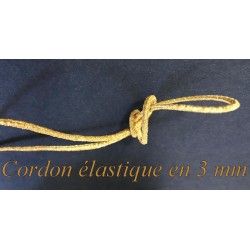 Cordon  Doré Elastique Rond En 3 mm A Coudre Pour Loisirs Créatifs.