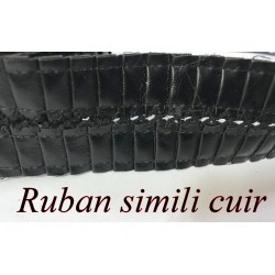 Ruban Simili Cuir en entre deux aspect drapé : Élégante Bande en Simili Cuir Noir Brillant