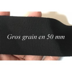 Ruban Gros Grain en 50 mm Noir Uni A Coudre :  Élégance et Créativité au Mètre