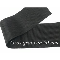 Ruban Gros Grain en 50 mm Noir Uni A Coudre :  Élégance et Créativité au Mètre