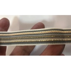 Ruban Gros Grain écru à Rayures Noir et Doré  : Sublimez Vos Créations
