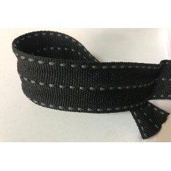 Ruban Gros Grain En 25 mm Noir A Double point Cellier gris A Coudre : Idéal pour Vos Loisirs Créatifs et Décorations"